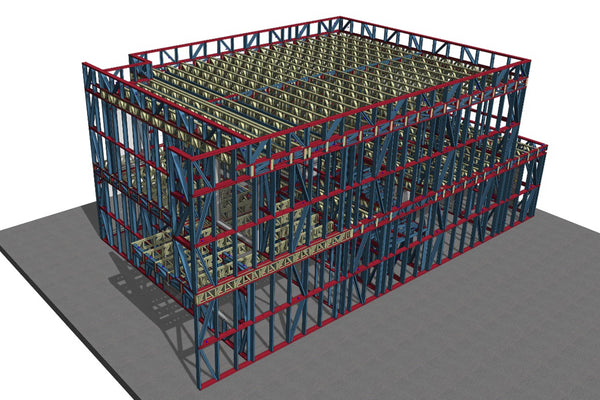 vizualizare tridimensionala sistem constructiv acoperis pe structura metalica