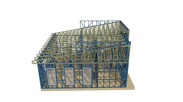 volumetrie structura metalica 3D cu acoperis